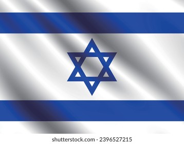 Israel flag. The official ratio. Standard size. The wavy flag. Standard color. Flag icon. Digital illustration. Computer illustration. Vector illustration.