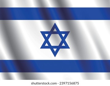 Israel flag. The official ratio. Standard size. The wavy flag. Standard color. Flag icon. Digital illustration. Computer illustration. Vector illustration.