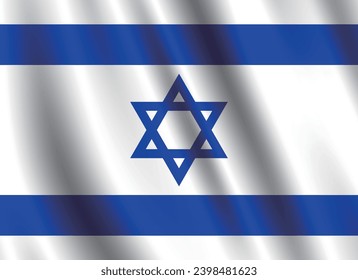 Israel flag. The official ratio. Standard size. The wavy flag. Standard color. Flag icon. Digital illustration. Computer illustration. Vector illustration.