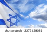 Israel flag on background of sky. EPS10 vector