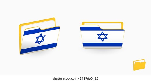 Israel flag on two type of folder icon. Vector illustration.