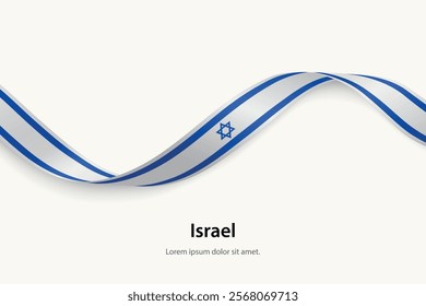 Israel flag on Waving ribbon. Template for independence day