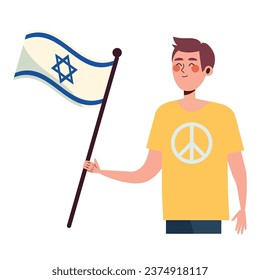 israel flag with pacifist man waving design