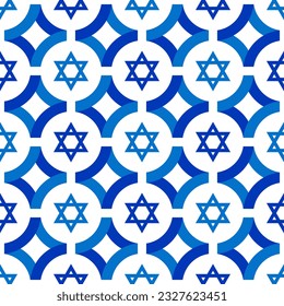 Israel-Flaggenmuster. tracery design. Sternhintergrund. Vektorgrafik