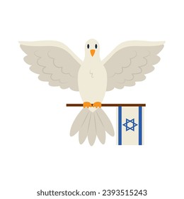 israel flag and peace dove vector isolated