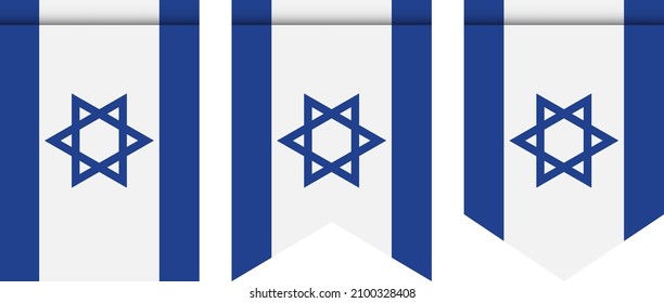 Bandera israelí o flor aislada en un fondo blanco. Icono de la bandera pendiente.