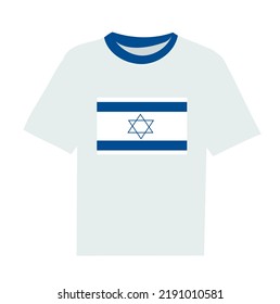 Israel flag printed t-shirt vector illustration isolated on white background.