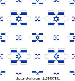 israel flag puzzle pieces pattern on white background. vector illustration