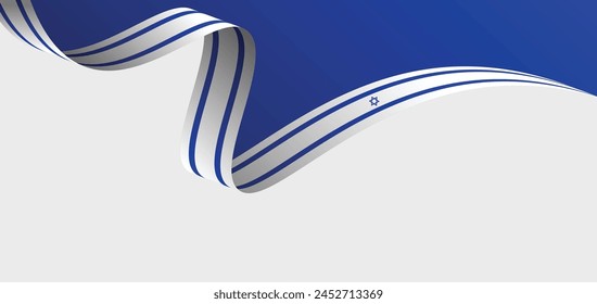 Israel flag ribbon vector poster for independence day 