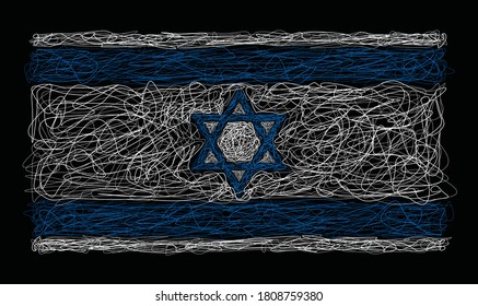 Israel flag in scribble sketch and drawing.vector illustration,Eps10.