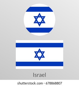Israel flag set. Israeli national symbol. Vector illustration.
