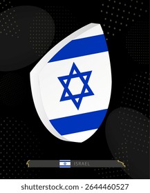 Israel Flag Shield icon in 3D on Dark Modern Abstract Rugby Background. Perfect for sports events, heritage themes, national celebrations, and patriotic designs.