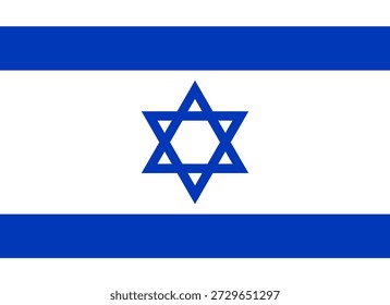Bandera de Israel con rayas azules y un símbolo de estrella en el centro sobre un fondo blanco