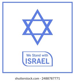 Israel flag sign. Star of David neon icon. Vector illustration. We Stand with Israel.