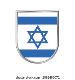 Israel flag with silver frame vector design