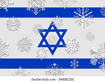 israel flag with snowflakes