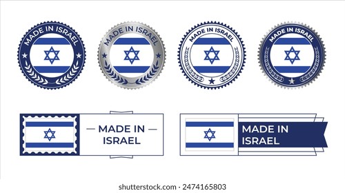 Israel Flag Stamp. Made in Stamp Isolated in White Background. Symbol, Vector, Icon, Illustration.