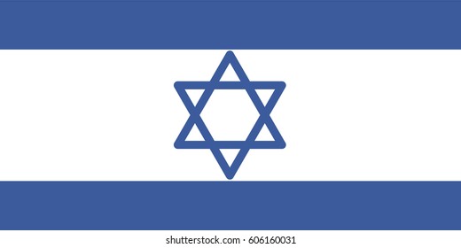 israel flag with star of david symbol & emblem flat design style on white & blue background