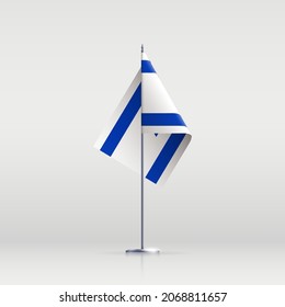 Israel flag state symbol isolated on background national banner. Greeting card National Independence Day of the State of Israel. Illustration banner with realistic state flag.