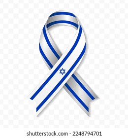 Israel flag stripe ribbon vector illustration on a transparent background vector image (PNG).