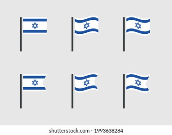 Israel flag symbols set, national flag icons of State of Israel