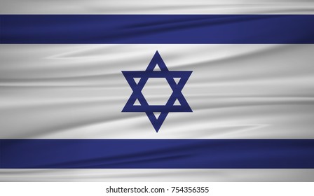 Israel flag vector. Vector flag of Israel blowig in the wind. EPS 10.
