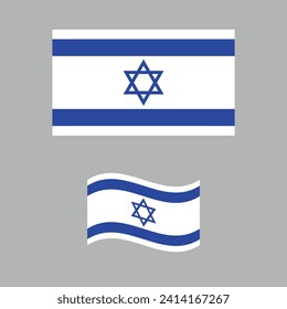 israel flag, vector design on gray background. Graphic template for web design and printing. EPS 10