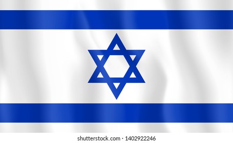 Israel flag vector icon. Waving flag.