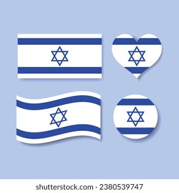 Israel Flag Vector Illustration Collection with a blueish background