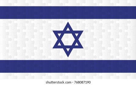 Israel Flag. Vector image of Israel Flag 144 pieces of jigsaw puzzles Vector eps 10 illustration.