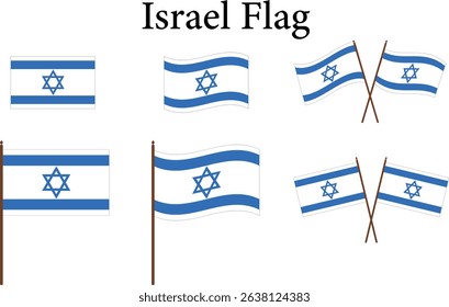 Israel flag vector wave flag posses country different pose