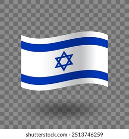 Israel flag vector. Israel wavy flag isolated transparent background. Flag of Israel symbol icon. EPS 10