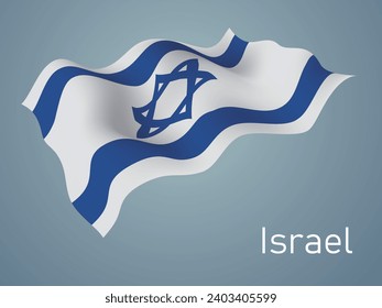 Israel flag, Waving on blue background, vector format is eps10 