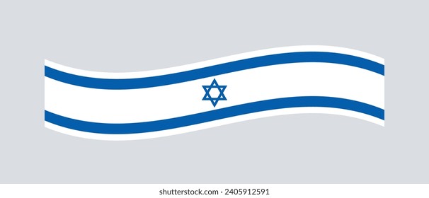 Israel flag. The wavy flag. Waving flags. A long banner. Flag icon. Computer illustration. Digital illustration. Vector illustration.