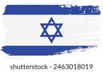 Israel flag, wide brush stroke on transparent background, vector.