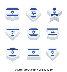 israel flags icons and button set nine styles