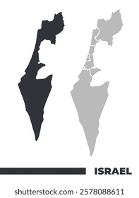 Israel flat and border outline vector maps