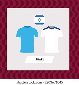 Israel football national team uniform flat illustration. Middle East country football team.