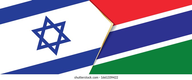 Israel and Gambia flags, two vector flags symbol of relationship or confrontation.