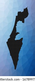 Israel geometric map. Stencil shape of Israel in low poly style. Radiant country vector illustration.