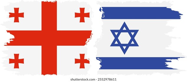 Israel and Georgia grunge flags connection, vector