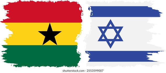 Israel and Ghana grunge flags connection, vector