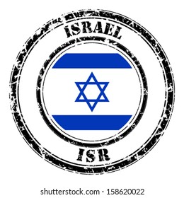 Israel grunge flag on button stamp