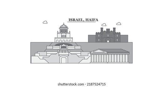 Israel, Haifa city skyline isolated vector illustration, icons