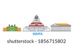 Israel, Haifa line cityscape, flat vector. Travel city landmark, oultine illustration, line world icons
