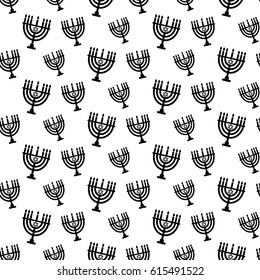 Israel Hanukkah menorah seamless pattern. Religious background for jewish holidays. Vector illustration