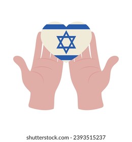 israel heart on hands vector isolated