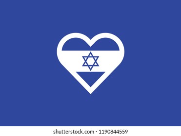 Israel heart shape love symbol national flag country emblem