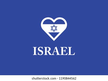 Israel heart shape love symbol national flag country emblem