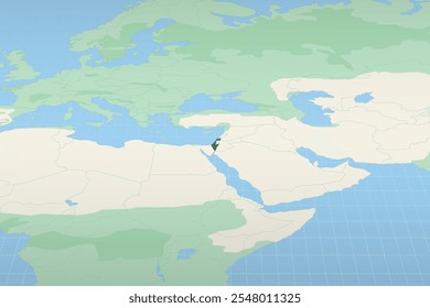 Israel destacó en un mapa detallado la ubicación geográfica de Israel. Mapa de Vector.